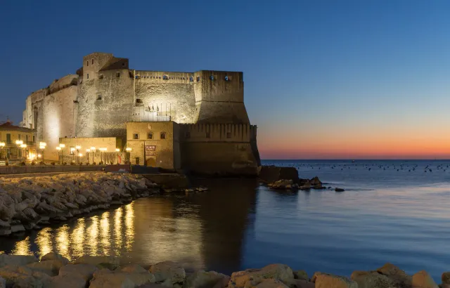 Castel dell'Ovo area near private transfer itineraries in Naples